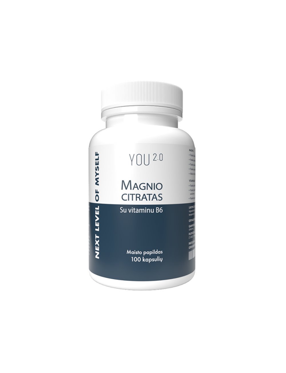 YOU 2.0 MAGNIO CITRATAS su vitaminu B6, 100 kaps.